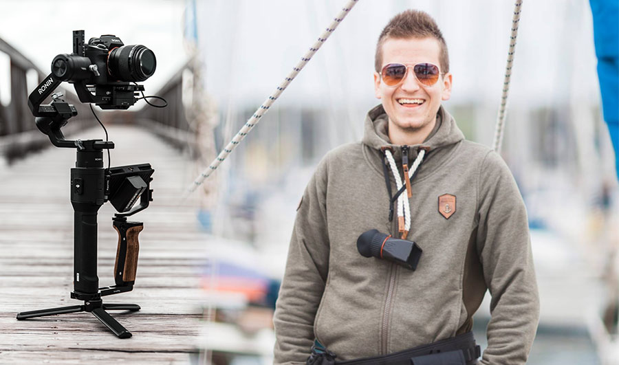 Rok Kompare, snemalec in video montažer s profesionalno snemalno opremo.